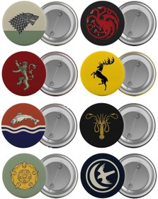 Resim Saturn Game Of Thrones Hanedanlar Çanta Rozeti Seti 8 Adet En Büyük Boy 5.8cm Iğneli Broş 