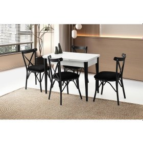 Resim Tekno Bahar Mdf Açılır Mutfak Masa Sandalye Takımı 60x100 beyaz 