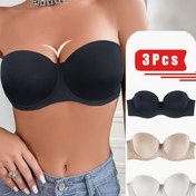 Resim 3 adet Katı Şekilli Push Up Sütyen, Kadın Seksi İç Çamaşırı, Poliamid Elastan Malzeme, Askısız Çıkarılamayan Dolgu, Balenli Örme Kumaş 