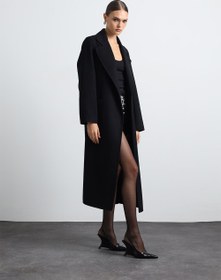 Resim Moxe 100% Virgin Wool Black Coat - 40 