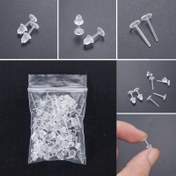 Resim 25 Adet Şeffaf Plastik Küpe Arkalığı Seti, DIY Takı Yapımı İçin Hipoalerjenik Şeffaf Küpe Stoperleri 