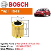 Resim Vw Golf 5 1.9 - 2.0 Tdı Yağ Filtresi 2004-2009 Bosch 