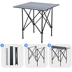 Resim Argeus 54024 Akordion Katlanabilir Alüminyum Antrasit Kamp ve Piknik Masası 