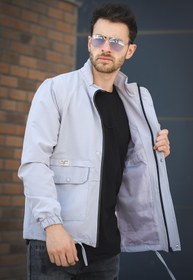 Resim Juan Slim Fit Su İtici Bağcık Detaylı Kapüşonlu Erkek Mevsimlik Mont Yağmurluk - GRI / S 