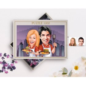 Resim Bk Gift Kişiye Özel Sevgililer Karikatürlü 1000 Parça Profesyonel Puzzle-57 