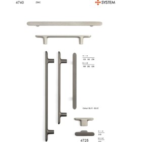 Resim System 4740 Modern Düz Kulp Kalaylı Siyah Saten Renk 192 mm (Iki Delik Arası Mesafe) 