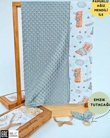 Resim Nohut Desenli %100 Pamuklu Çift Katlı Bebek Battaniyesi 85x85 Cm Kız/erkek Kundak & Mevsimlik Örtü Gri 