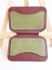 Resim Luna Luster Premium Hakiki Deri Özel Tasarım Minimalist Çok Fonksiyonlu Kartlık & Cüzdan - Unisex Drc40 Yeşil-bordo 