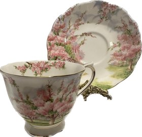 Resim İngiliz Royal Albert Blossom Time porselen çay fincanı 