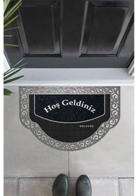 Resim Dekoratif Dış Kapı Yıkanabilir Toz Alıcı Halı Kapı Önü Paspası Hoş Geldiniz Yazılır Gümüş 