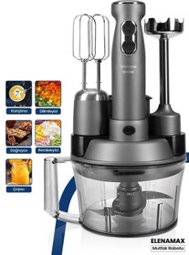 Resim GoldMaster Elenamax Antrasit 1000 Watt Hız Ayarlı %100 Bakır Motor 5 In 1 Mutfak Robotu Multi Blender Seti 