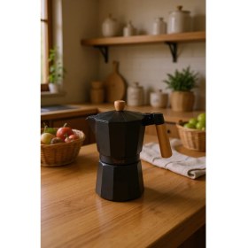 Resim PremiumPort Çelik Moka Pot 6 Fincan Siyah, Keyifli Kahve Deneyimi Için 