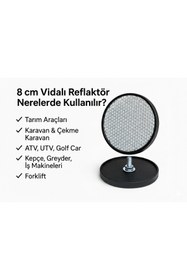 Resim opersan YUVARLAK VİDALI BEYAZ KEDİ GÖZÜ (Ø 8 CM) REFLEKTÖR (TEKLİ) ARKASI SİYAH 