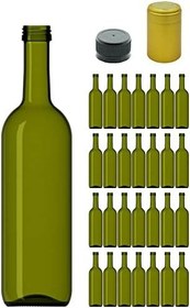 Resim Afracam 500 ml Yeşil Yuvarlak Zeytinyağı Kilitli Kapaklı ve Kapüşonlu Boş Cam Şişe 28 Adet 