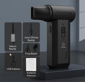 Resim 130.000 Rpm Turbo Fan | Kablosuz Şarjlı Üfleyici | Araç Içi Temizlik & Mangal Yakma Makinesi 