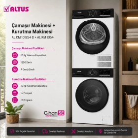 Resim Altus 10 kg Çamaşır Makinesi ve 10 kg Kurutma Makinesi Ikili Paket ( Al 1054 - Al cm 101254 D ) 