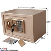 Resim Saypos ÇK20 Orta Boy Para Kasası Şifreli Elektronik Tuşlu ve Anahtarlı Çelik Kasa 31x20x20 CM 