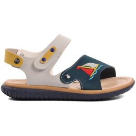 Resim Ayakmod Şng 1540-f Lacivert Nubuk-sarı-krem Erkek Çocuk Sandalet 001 