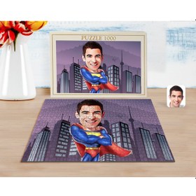 Resim Kişiye Özel Süper Adam Karikatürlü 1000 Parça Profesyonel Puzzle- 
