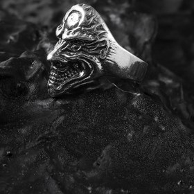 Resim ipek silver 925 Ayar Gümüş Maskeli Kuru Kafa Motifliyüzük 