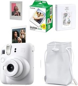 Resim Genel Markalar Fujifilm Instax Mini 12 Fotoğraf Makinesi-20Li Film-Büzgülü Kılıf-64Lü Albüm Ve Mıknatıslı Çerçeve 