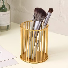 Resim Şık Altın Metal Kalem Tutucu ve Makyaj Organizatörü - Stil Desktop Depolama Silindiri - Ofis veya Ev Dekoru, Ofis Malzemeleri ve Aksesuarları, Minimalist Tasarım, Şık Kaplama, Dayanıklı Yapı, Kalem Tutucu, Modern Dekor, Yüksek Kaliteli Kaplama, Kalem Severler 