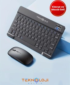 Resim Teknoloji Gelsin Kablosuz Klavye Mouse Seti Bluetooth Şarj Edilebilir Slim Bütün Tablet Telefon Smart TV ile Uyumlu 