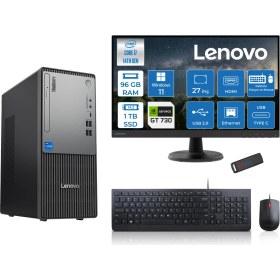 Resim Lenovo Thinkcentre Neo 50T Gen5 Intel Core I7 14700 96GB Ddr5 1tb SSD 27 Inç Monitör Windows 11 Pro Nvidia GT730 4gb Masaüstü Bilgisayar 7302712UAS0GL00P28 + Zetta Flash Bellek 