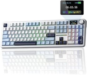 Resim Aula F108 Pro Ekranlı Mekanik Klavye Reaper Switch RGB Hot Swap 8000mAh Makrolu Oyuncu Klavyesi Mavi 