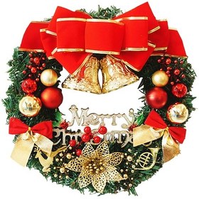 Resim Youtek 30cm Noel Gergi: Bow Ve Zil Desenli, İç/şehir Dekorasyonu, Pencere/kapı Süsü, Festivite Atmosferi Çok Renkli 