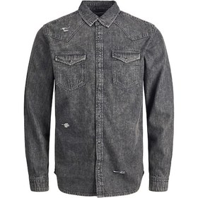 Resim Jack & Jones Jack&Jones Siyah-Gri Erkek Kot Gömlek 12213202 Gri - Siyah 