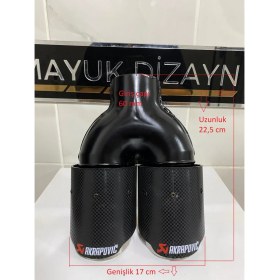 Resim Mayuk Dizayn Akrapovic 76MM Krom Çiftli Eşit Egzoz Ucu Her Araca Uyumlu 1 Adet 