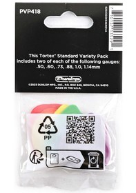 Resim Jim Dunlop Pvp418 Tortex Paket Pena 50, .60, .73, .88, 1.0, 1.14 Mm Picks Variety Standard 12'li 