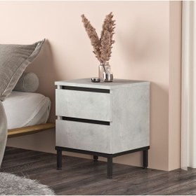 Resim Yurudesign Luvio Komodin 2 Çekmece Metal Ayaklı Taş-siyah Lv25-tl 