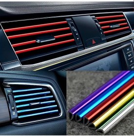 Resim Gaojunshop01 10 Adet 7.87 İnç U Şekilli Krom Pvc Renkli Otomobil Klimaları Dekorasyon Şeridi 03 
