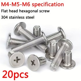 Resim 20 adet 304 Paslanmaz Çelik Düz Başlı Altıgen Vidalı, M4-M6, Düşük Profil, Phillips Sürücü, Elektronik ve Bilgisayar Montajı için İdeal, Elektronik Montaj Vidaları | Şık Bitiş Vidaları | Paslanmaz Çelik Vidalı, Elektronik için Vidalı 