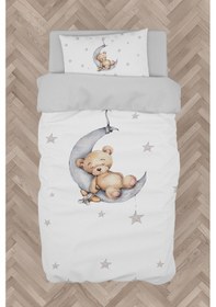 Resim Mekta Home Bebek Ve Çocuk Odası Ayda Uyuyan Sevimli Ayı Desenli Nevresim Takımı 