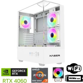 Resim Xaser XSR1095 Ryzen 7 5700X 32GB Ram 1tb M.2 Nvme SSD 8gb RTX4060 Beyaz Oyuncu Masaüstü Bilgisayarı 