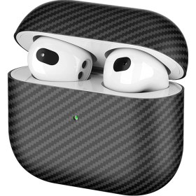 Resim Airpods 3. Nesil Airbag 43 600d Karbon Fiber Kulaklık Kılıfı Siyah 