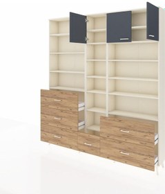 Resim Arges Dolap 17 Raflı 6 Çekmeceli 3 Kapaklı 220x30x243 Aytaşı-antrasit/çam Antrasıt/atlas Çam 