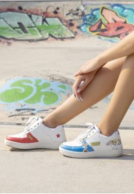 Resim Dogo Kadın Vegan Deri Beyaz Sneakers - Warner Bros Wonder Lola Bunny Tasarım 