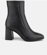 Resim Kadın Siyah Hakiki Deri 35-41 Numara Topuklu Bot & Bootie Siyah 