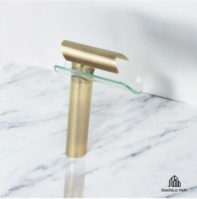 Resim İsaoğlu Yapı Antik Gold Lavabo Bataryası Çanak Lavabo Armatür Glass Design Mat Gold Batarya Gold 