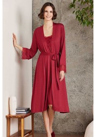 Resim Pierre Cardin 4005 Hamile Lohusa Sabahlıklı Gecelik Takım-bordo 