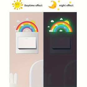 Resim 1 adet Anahtarlık için Karanlıkta Parlayan Gökkuşağı Işığı - Çıkarılabilir, Kendinden Yapışkanlı Duvar Stickerı Yatak Odası, Oturma Odası & Banyo Dekoru için 