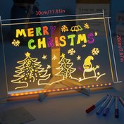 Resim 1 adet LED Işıklı Çizim Tahtası, Silinebilir Akrilik Mesaj Paneli, 7 Renkli Kalem ve Gece Lambası ile, USB Güçlü, Yaratıcı Aktiviteler için, Standı Olan Tekrar Kullanılabilir Doodle Tahtası, Güvenli Toksik Malzeme, Akrilik (PMMA) Malzeme, Masaüstü Montaj Tipi, Pil Gerektirmez, Yaratıcı Aktivite Aksesuarı | Festivite Uygun Tasarım | Tekrar Kullanılabilir Tahta 