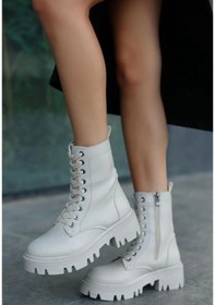 Resim Evyora Flona Bej Cilt Bağcıklı Bot Çok Renkli 