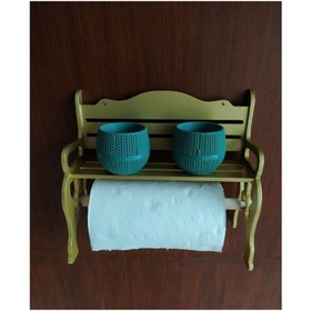 Resim Bahat Varak Rengi Oymalı Ahşap Kağıt Havluluk Peçetelik Mutfak Banyo Düzenleyici 
