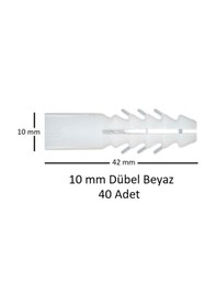 Resim Dübel, 10 Mm Beyaz Dübel, 40 Adet 