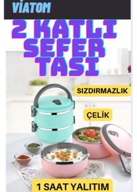 Resim Yemek Sefer Tası 2 Katlı Sızdırmaz Yemek Termosu 